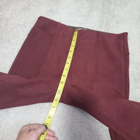 ANTHROPOLOGIE Faux Suede Leggings 27" Zip Ankle Stretch Burgundy Women's 27 - Picture 11 of 12